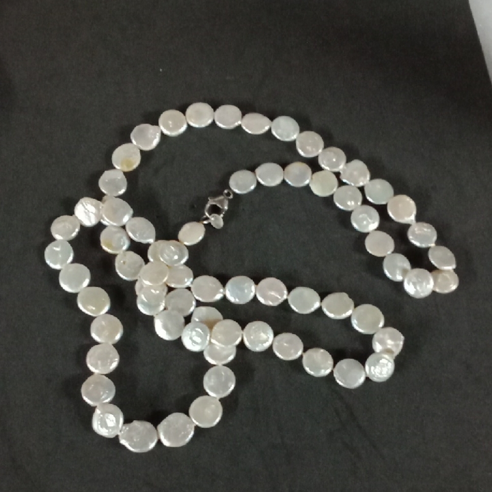 Lucas Lameth Sterling Silver Baroque Coin Pearl Necklace #A318